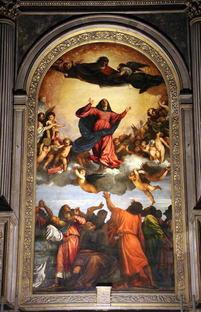 Altarpiece and altar setting detail in Assumption of the Virgin